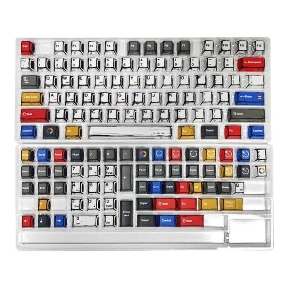 Comic Style Colorful Mixed Light Keycaps Original Factory Height 136 Keys Set Cl